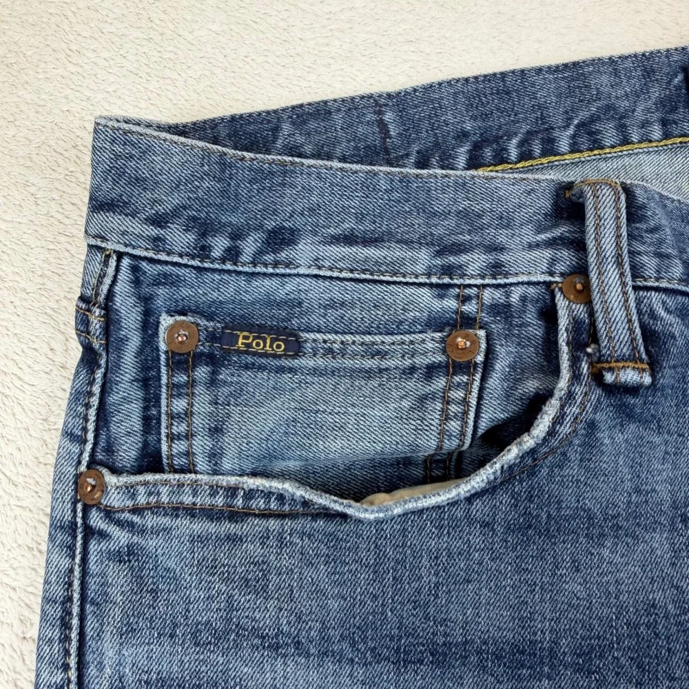 Polo‎ Ralph Lauren Mens Varick Straight Leg Button Fly Blue Jeans 34x30 Denim